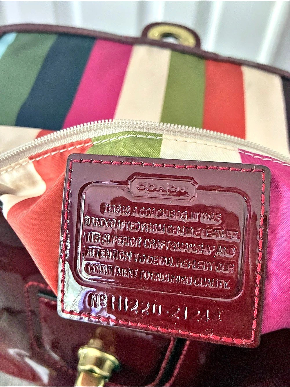 Coach Willis Patent Leather Burgundy Purse - Picture 7 of 9